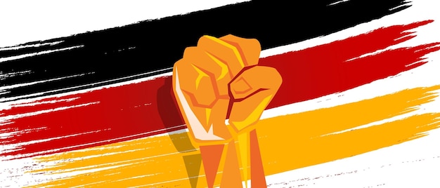 Germany flag independence painted brush stroke with hand fist fight patriotism