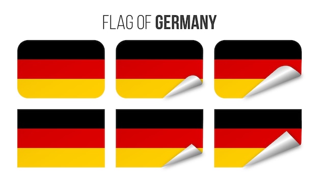 Germany flag labels stickers set Vector illustration 3d flags of Germany isolated on white