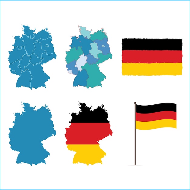 Germany Map and Flag Vector illustration