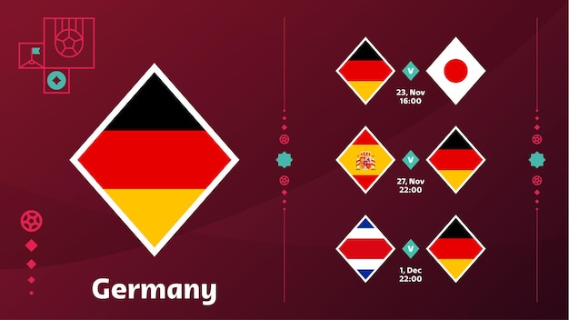 Germany national team Schedule matches in the final stage at the 2022 Football World Championship Vector illustration of world football 2022 matches