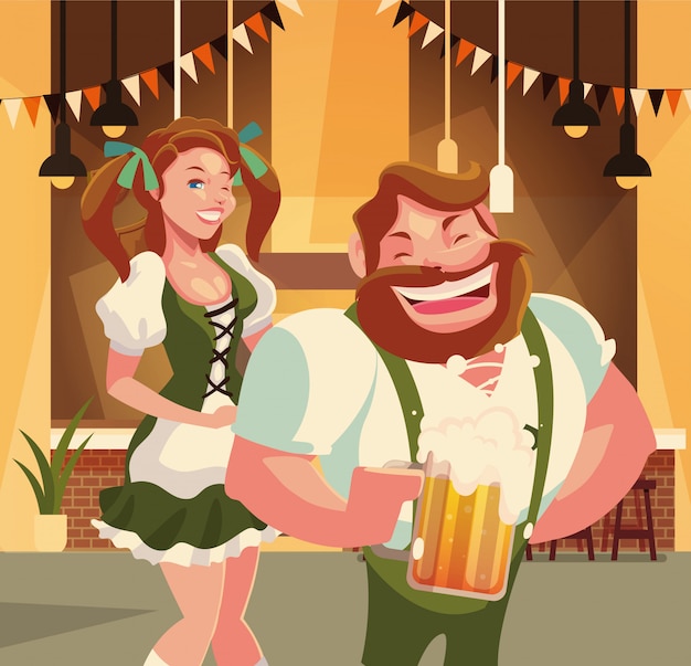 Germany oktoberfest man and woman vector design