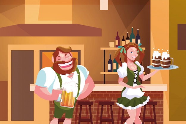 Germany oktoberfest man and woman vector design