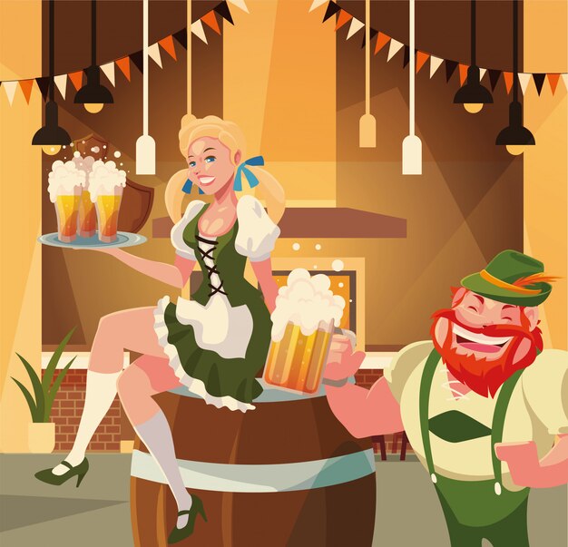 Germany oktoberfest man and woman vector design