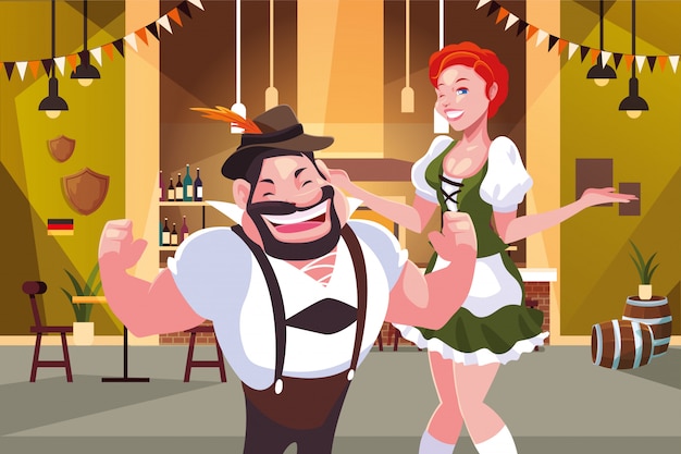 Germany oktoberfest man and woman vector design