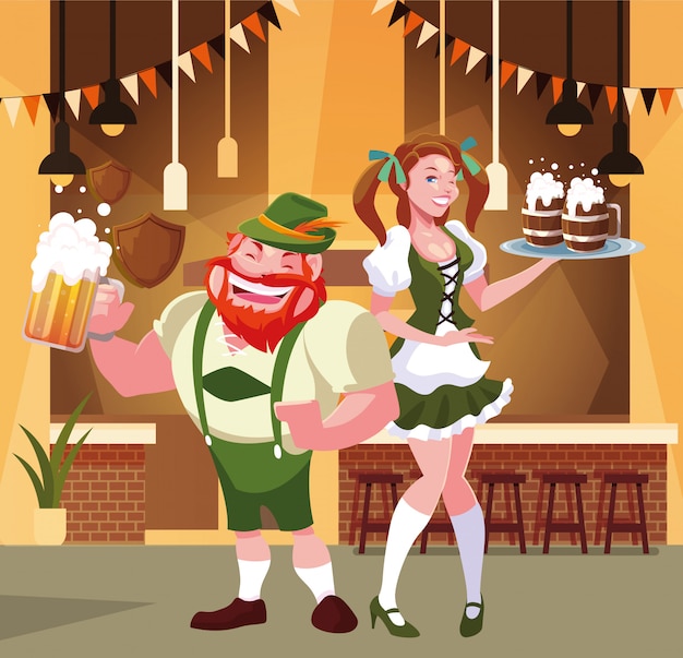 Germany oktoberfest man and woman vector design