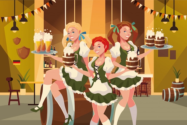 Germany oktoberfest women vector design