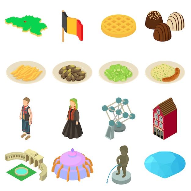 Germany travel icons set. Isometric illustration of 16 Germany travel vector icons for web