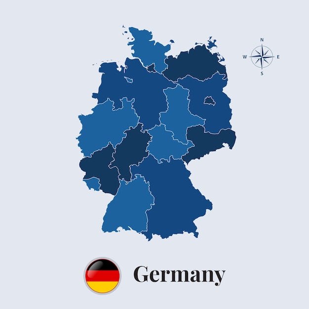 Germany vector map and flag Flag map of Germany vector