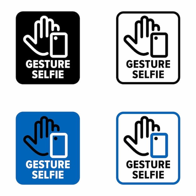 Gesture selfie mobile device app information sign