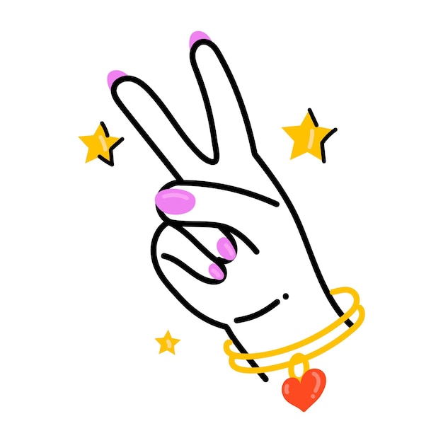 Gesture of v sign concept of victory flat icon