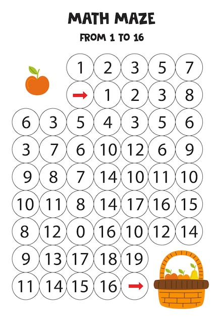 Get apple to the basket by counting to 16