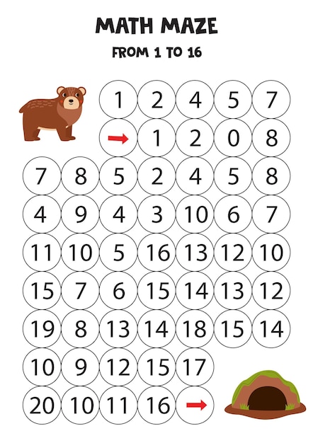 Get cute bear to its den by counting to 16