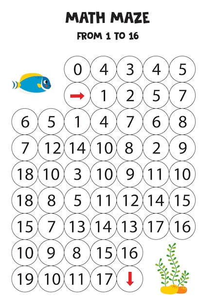 Get cute blue fish to the seaweed by counting to 16