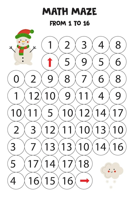 Get cute snowman to the snowy cloud by counting to 16