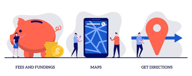 get directions concept with tiny people character