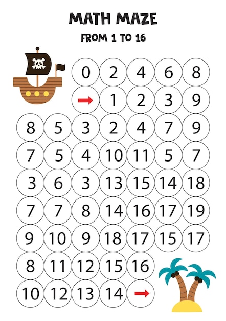 Get pirate ship to the treasure island by counting to 16