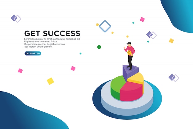 Get success isometric vector illustration concept