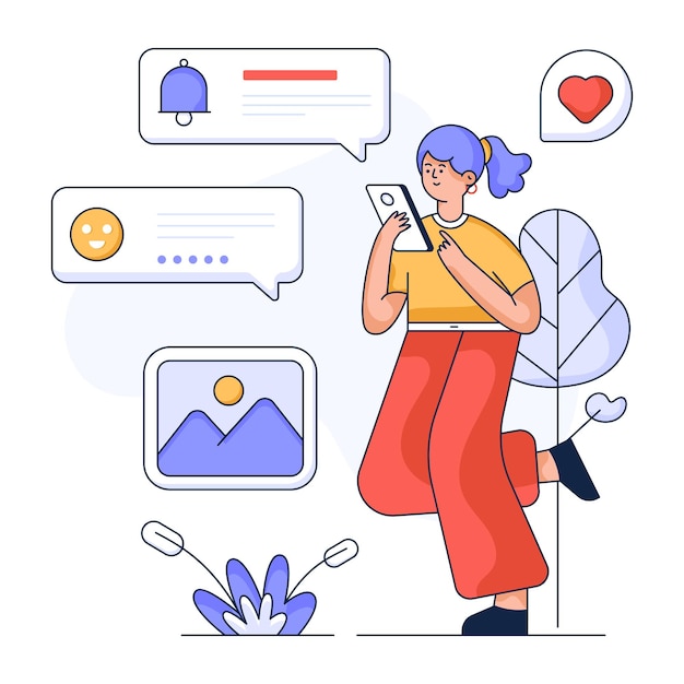 Get this amazing flat illustration of social platform