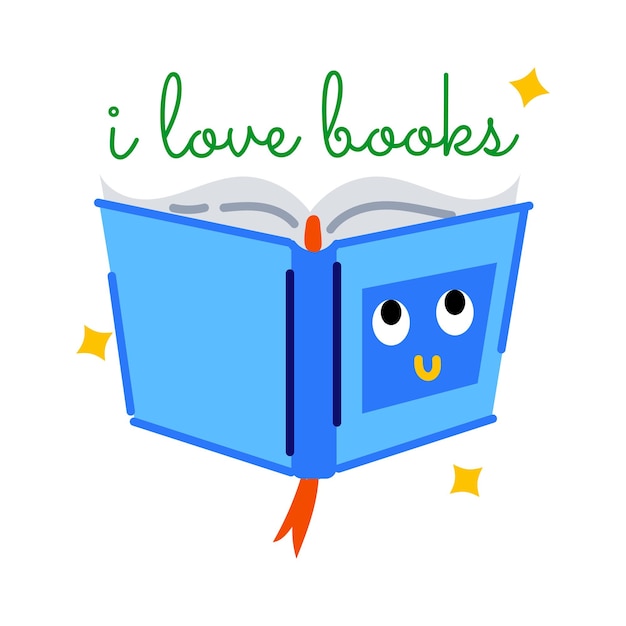 Get this books love flat style sticker