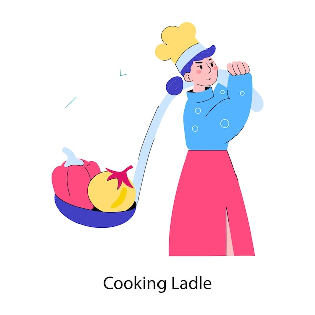 Vector get this doodle mini illustration of cooking ladle