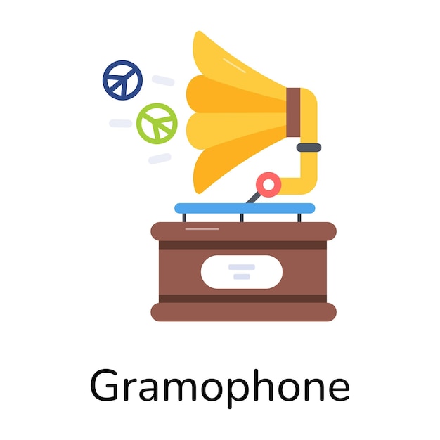 Get this flat icon of a gramophone