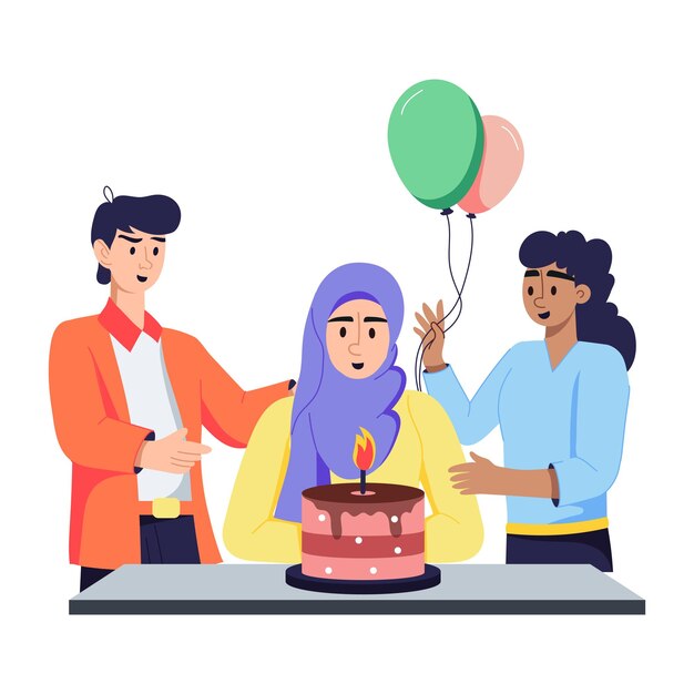 Vector get this flat illustration of birthday celebration