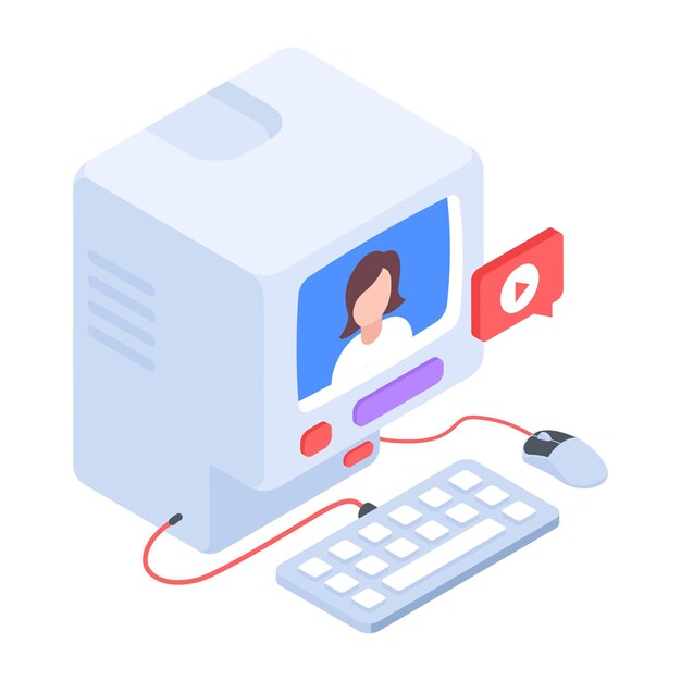 Get this isometric icon of telephone marketing