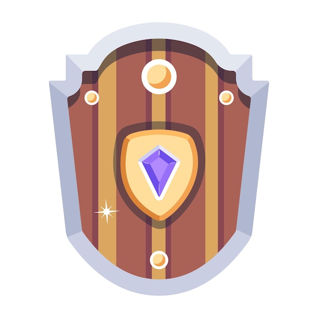 Get this wooden shield flat icon