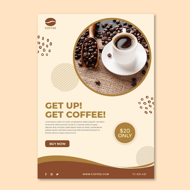 Get up and get coffee poster template