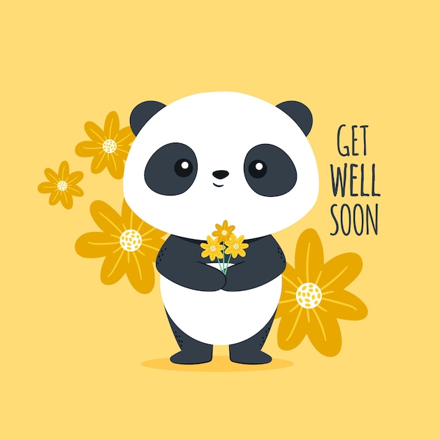 Get well soon with cute panda bear