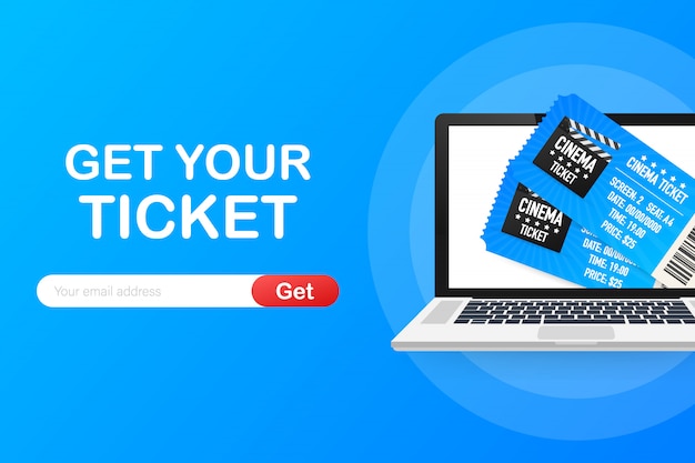 Get your ticket online. Cinema movie ticket online order concept.