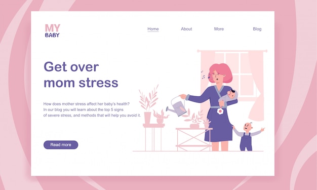 Getting over mom stress and postpartum depression landing page template