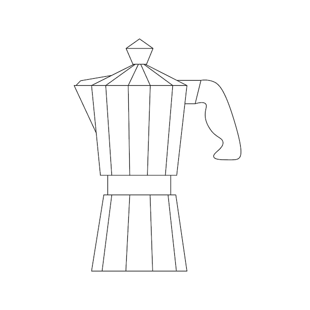 Geyser coffee maker isolated. Vector illustration in linear style