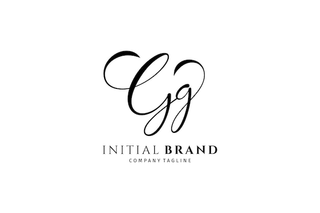 Gg handwritten logo template Initial signature vector