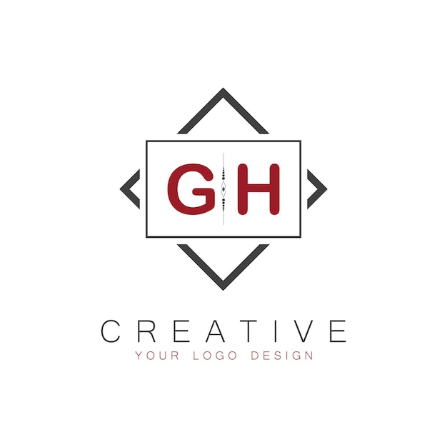 Vector gh initial monogram logo with creative square style design