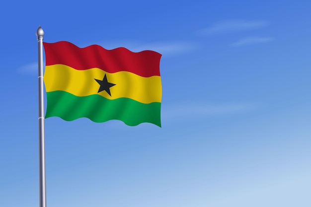 Ghana flag Independence Day blue sky background