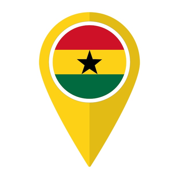 Vector ghana flag on map pinpoint icon isolated flag of ghana