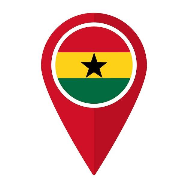 Vector ghana flag on map pinpoint icon isolated flag of ghana