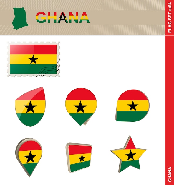 Ghana Flag Set Flag Set 64 Vector