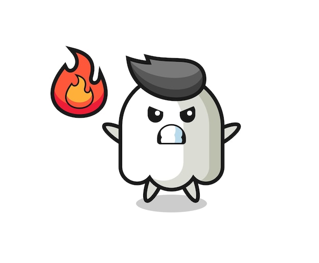 Ghost character cartoon with angry gesture