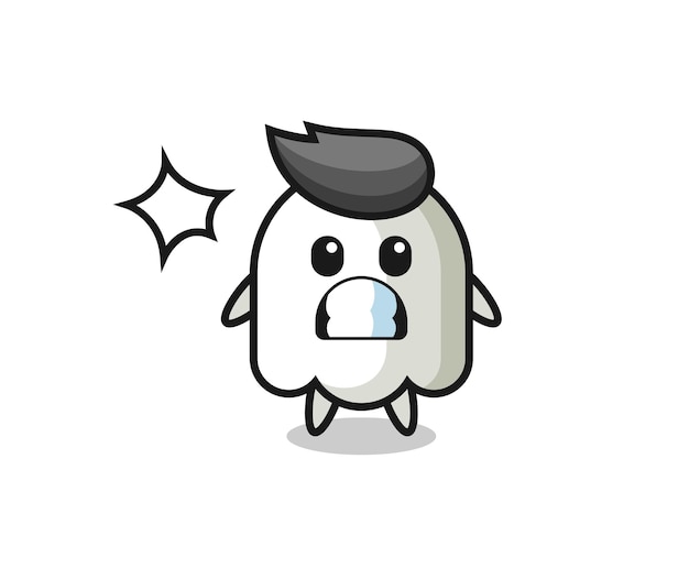 Ghost character cartoon with shocked gesture , cute style design for t shirt, sticker, logo element