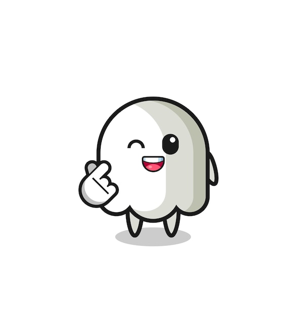 ghost character doing Korean finger heart
