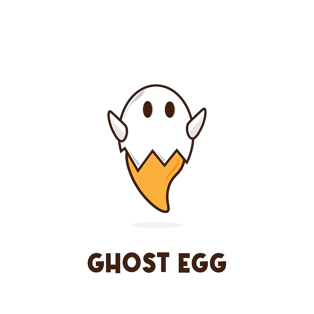 Ghost Egg Cute Cartoon Illustration Logo