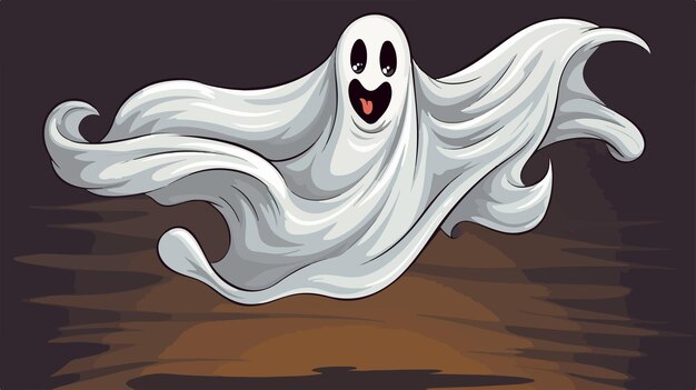 Vector ghost flying vector illustration with funny and scary grey brown ghost