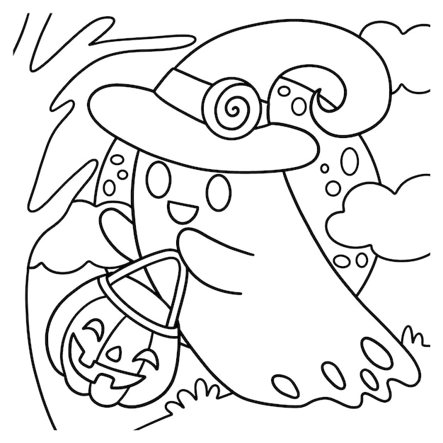 Ghost Halloween Coloring Page for Kids