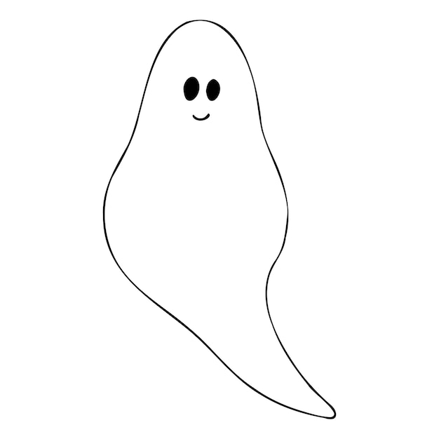 The ghost of Halloween Vector ghost with doodle style Isolated on a white background