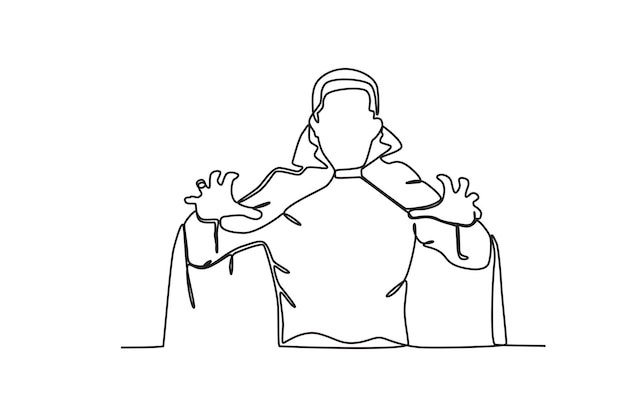 A ghost man in a robe Ghost oneline drawing