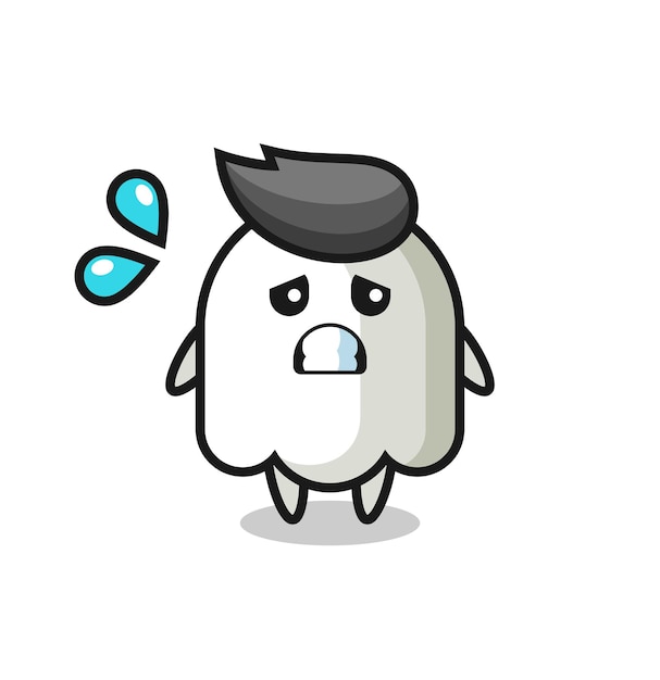 Ghost mascot character with afraid gesture , cute style design for t shirt, sticker, logo element