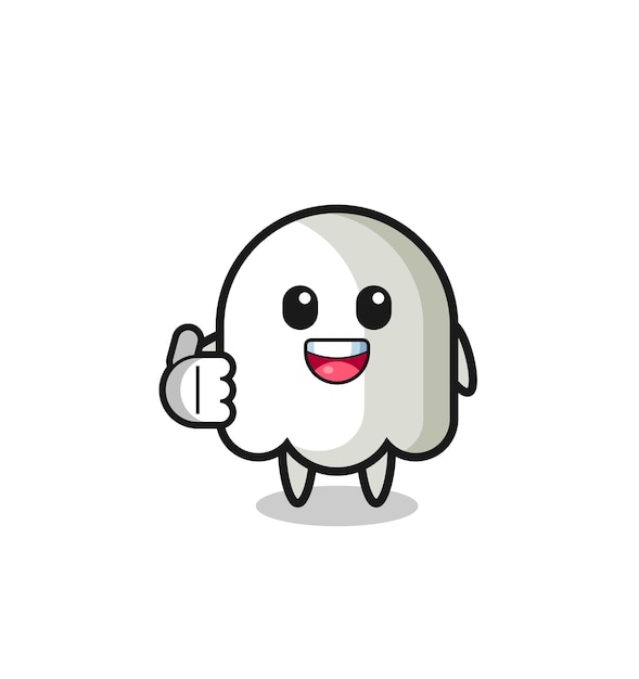 Ghost mascot doing thumbs up gesture cute design