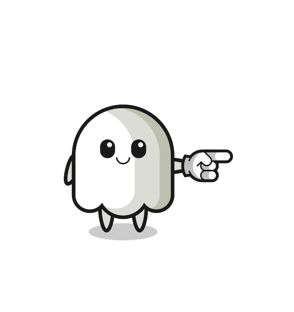 Ghost mascot with pointing right gesture